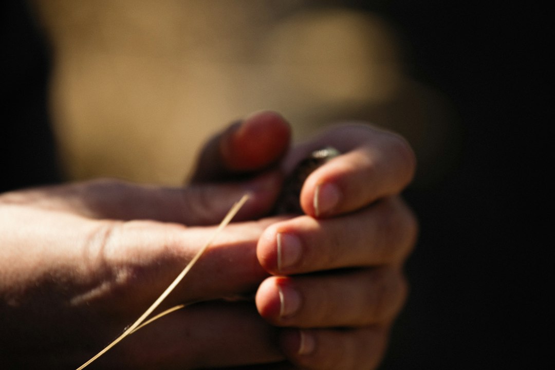 a close up of a person holding something in their hands