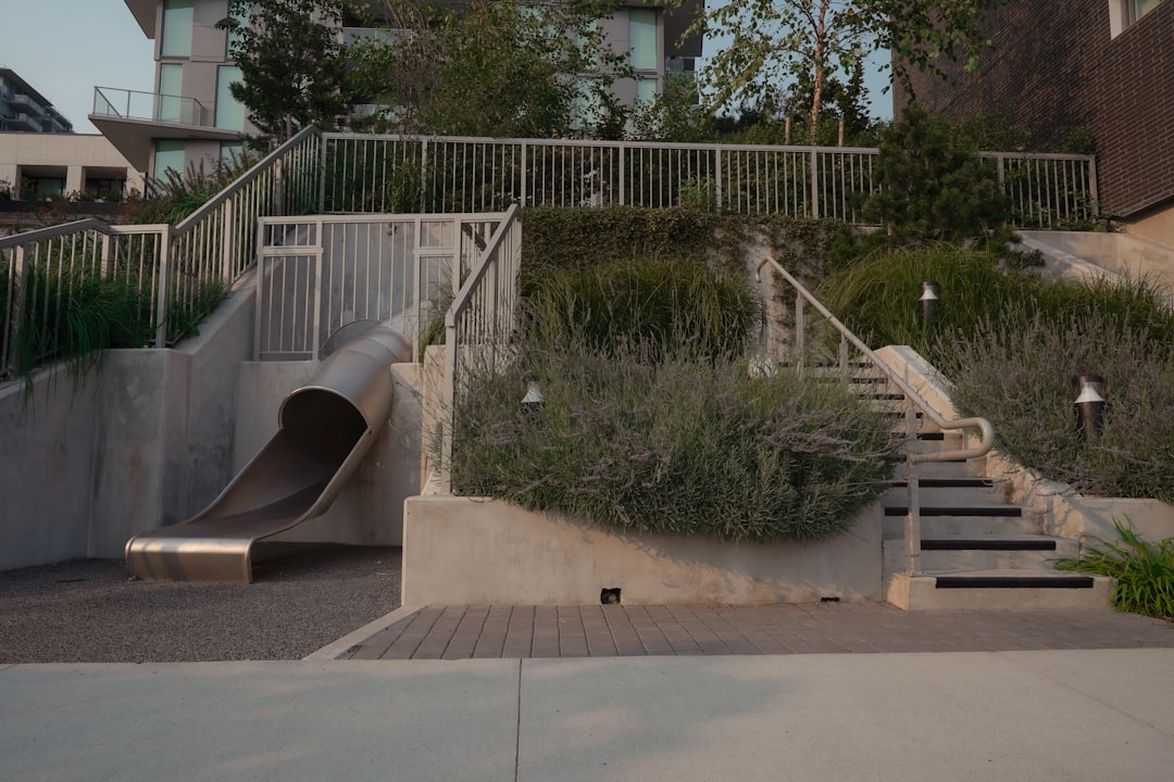 a set of stairs leading up to a building