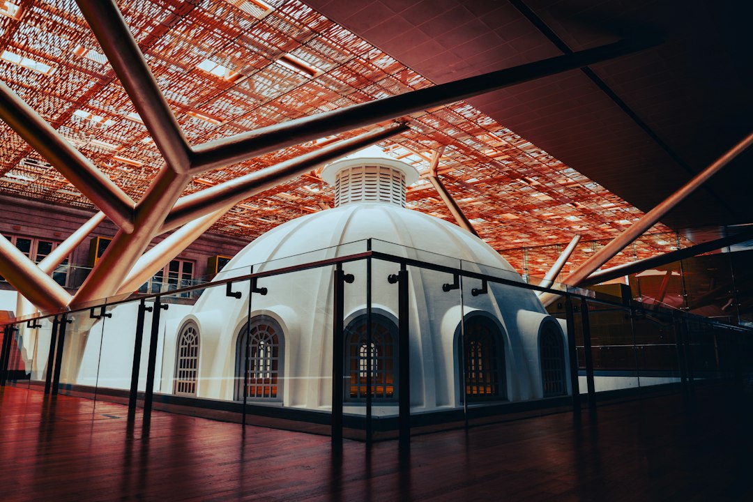 Inside a building with a unique dome structure