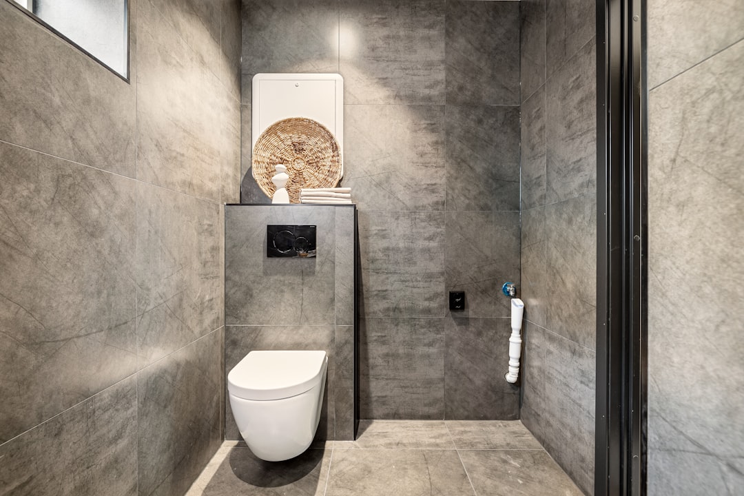 A bathroom that has a toilet in it