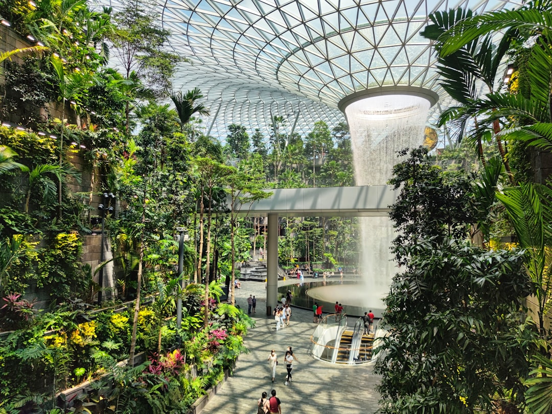 green trees and plants inside building