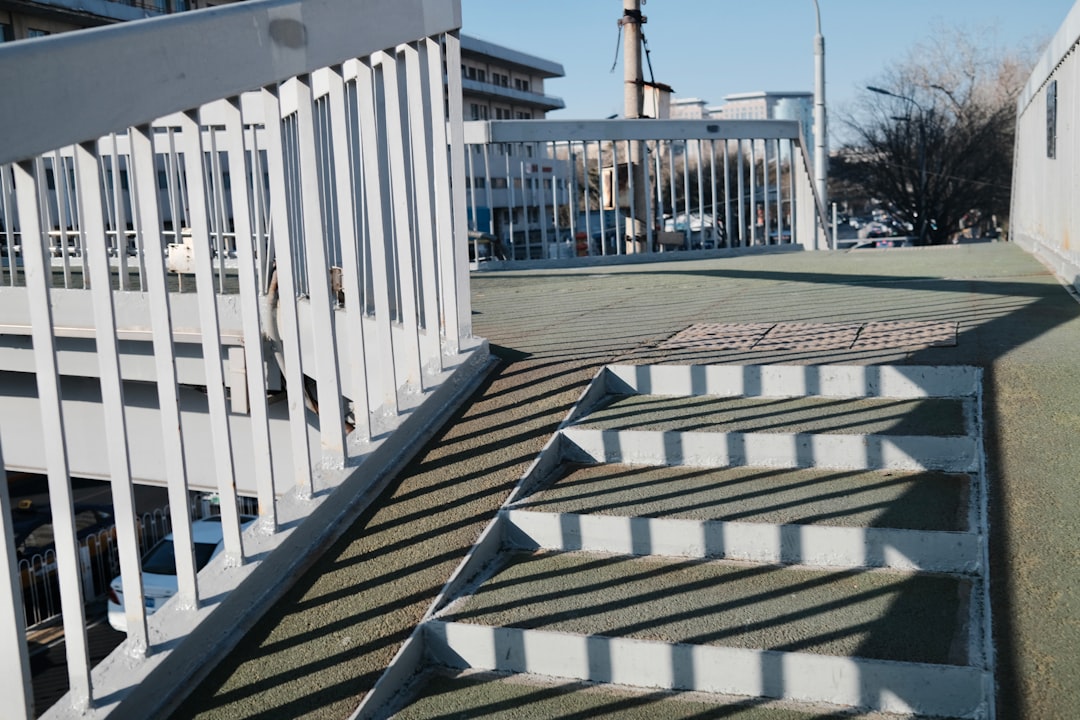 A set of stairs leading up to a building