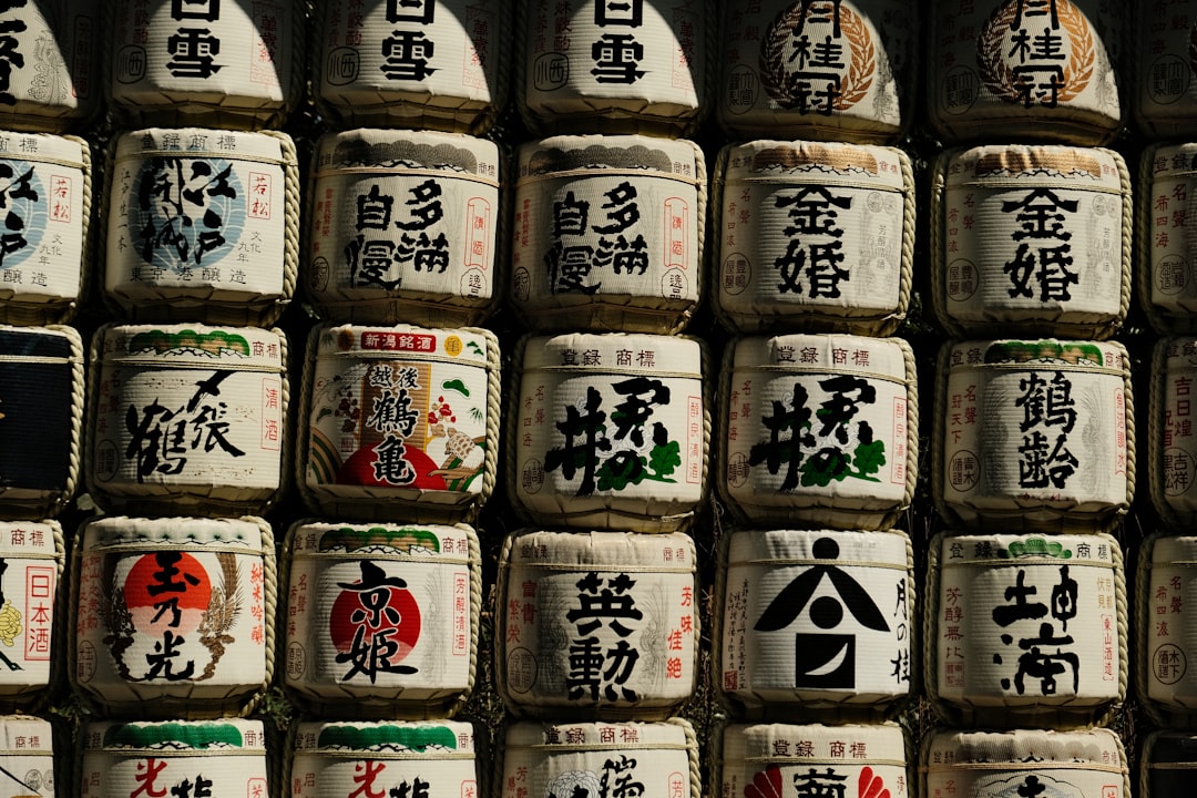 A bunch of bottles with asian writing on them