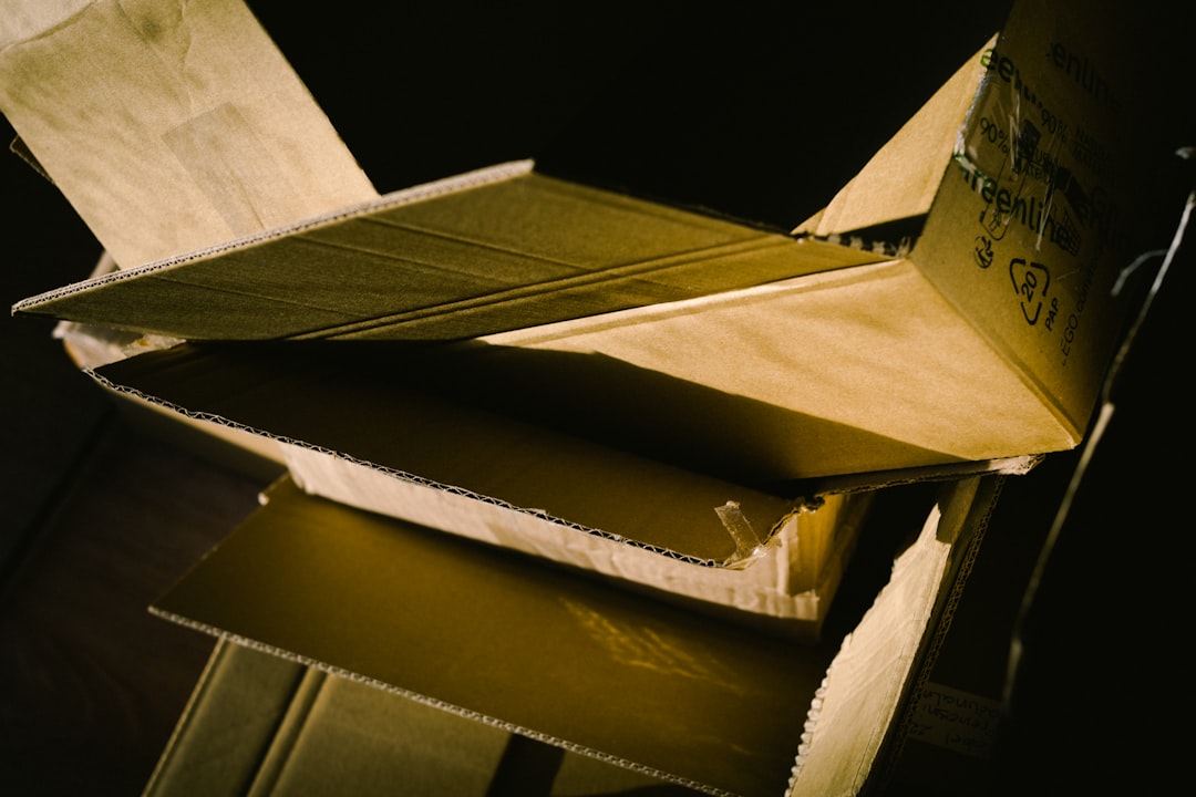 Abstract arrangement of layered cardboard pieces