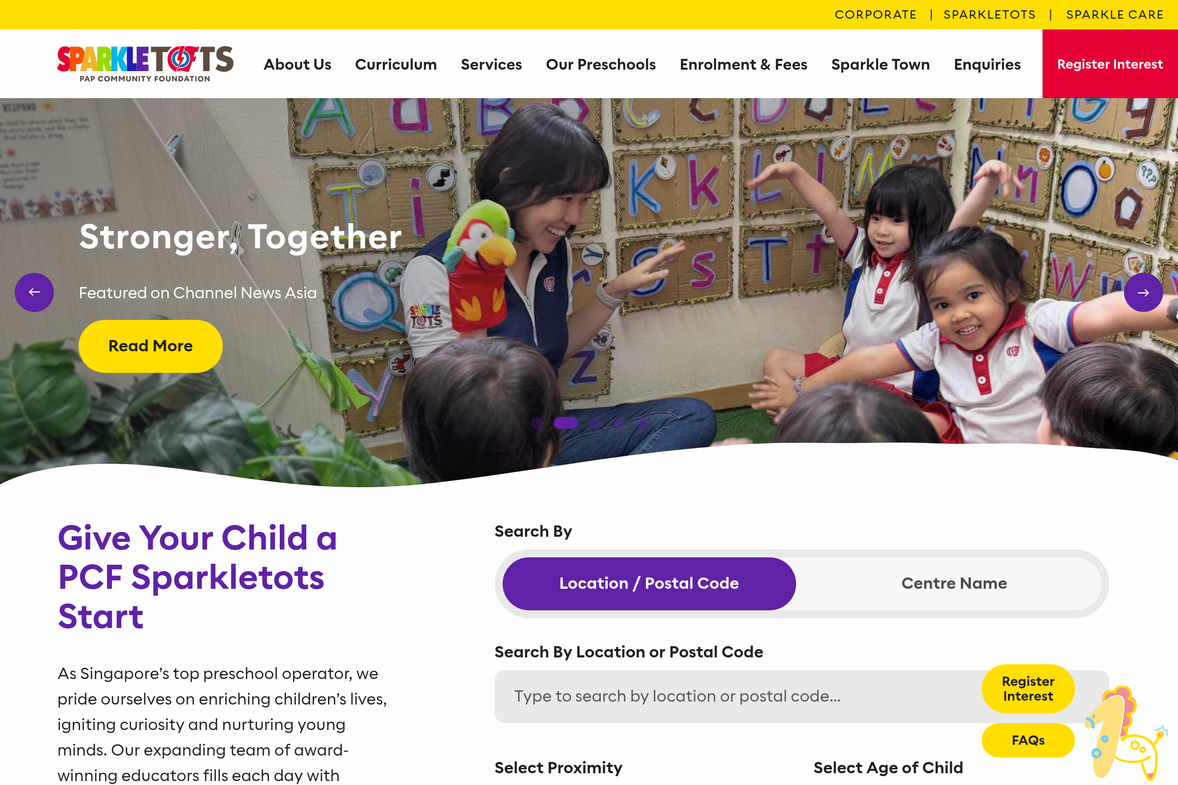 PCF Sparkletots website preview
