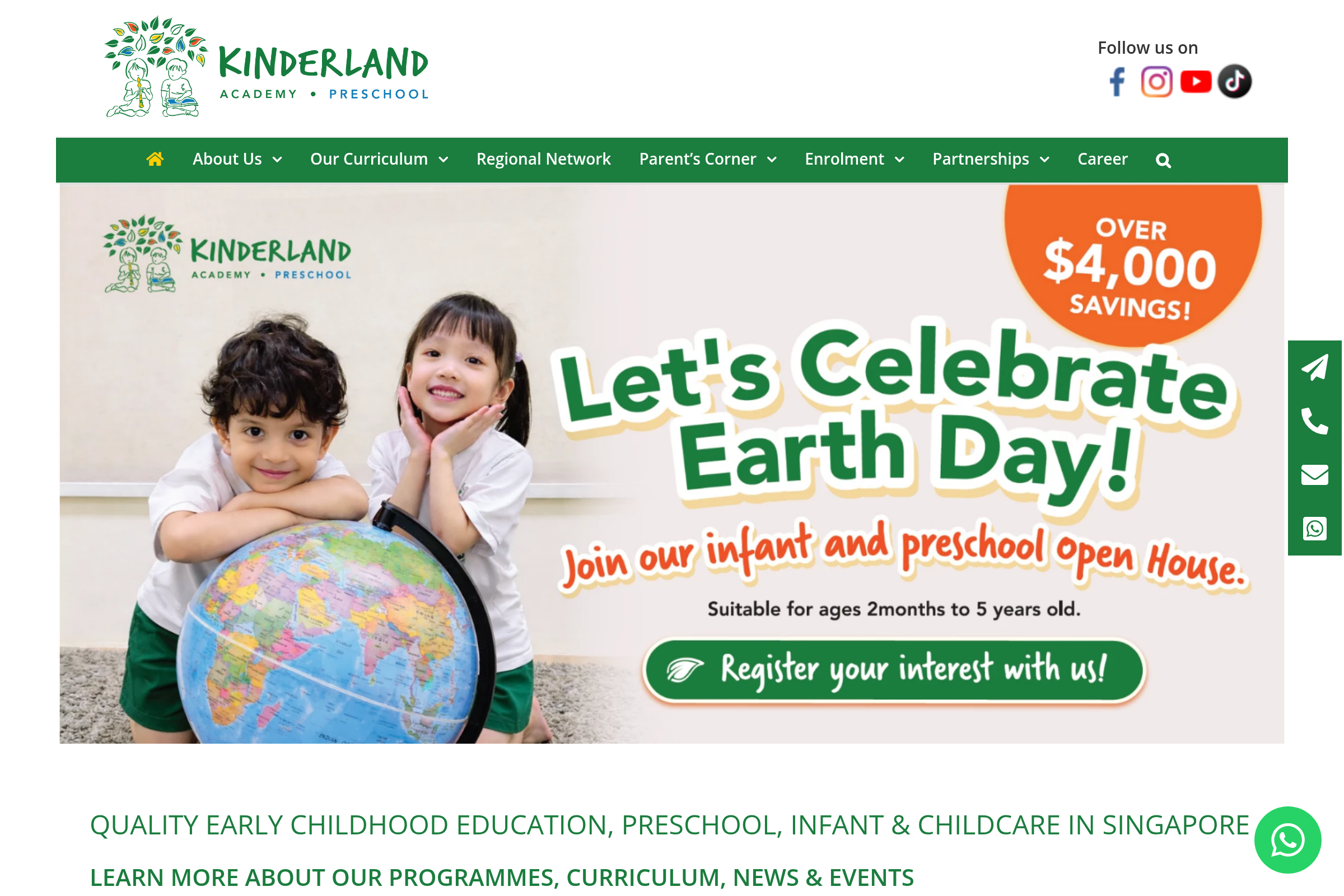 Kinderland website preview