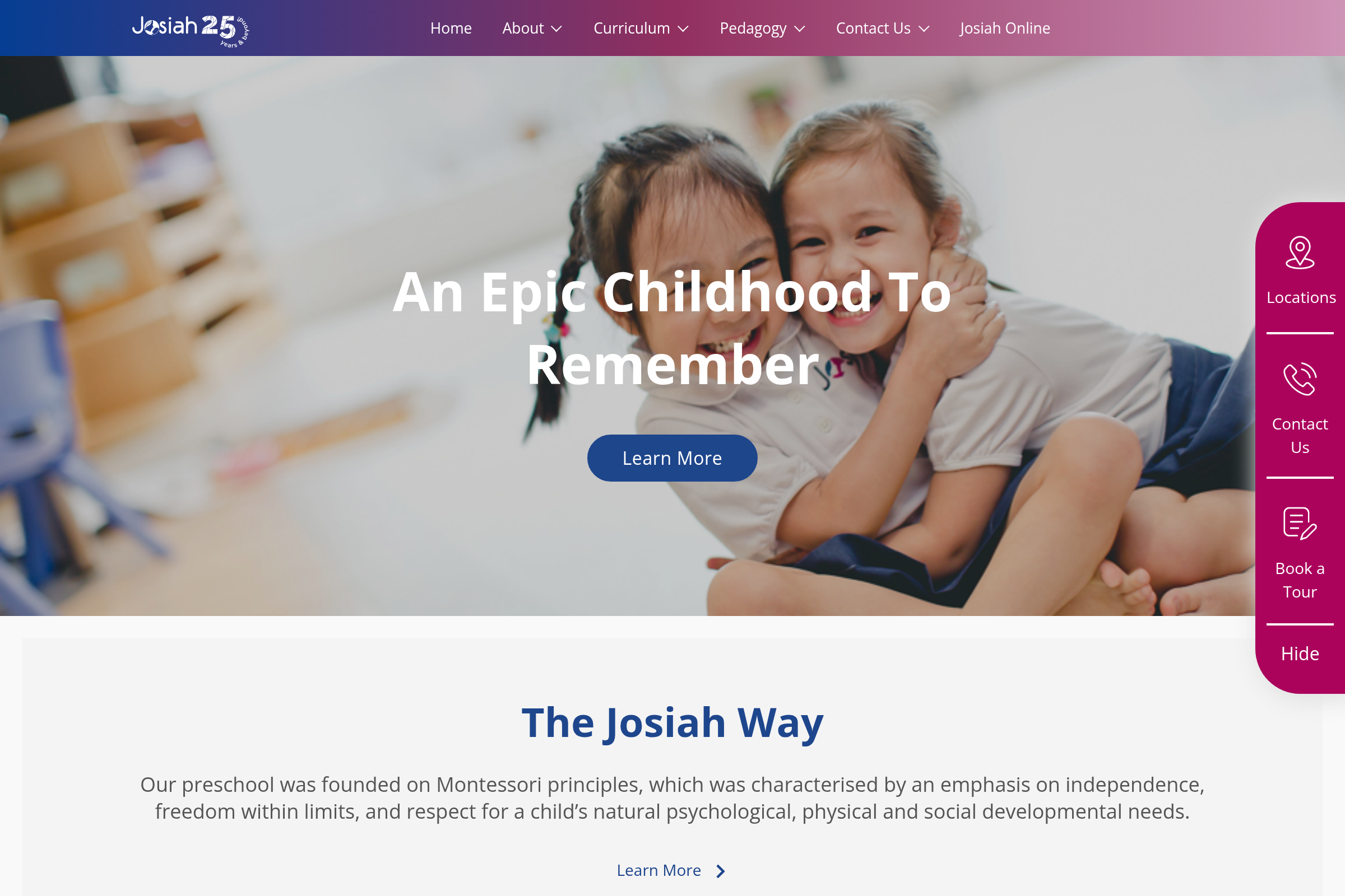 Josiah Montessori website preview