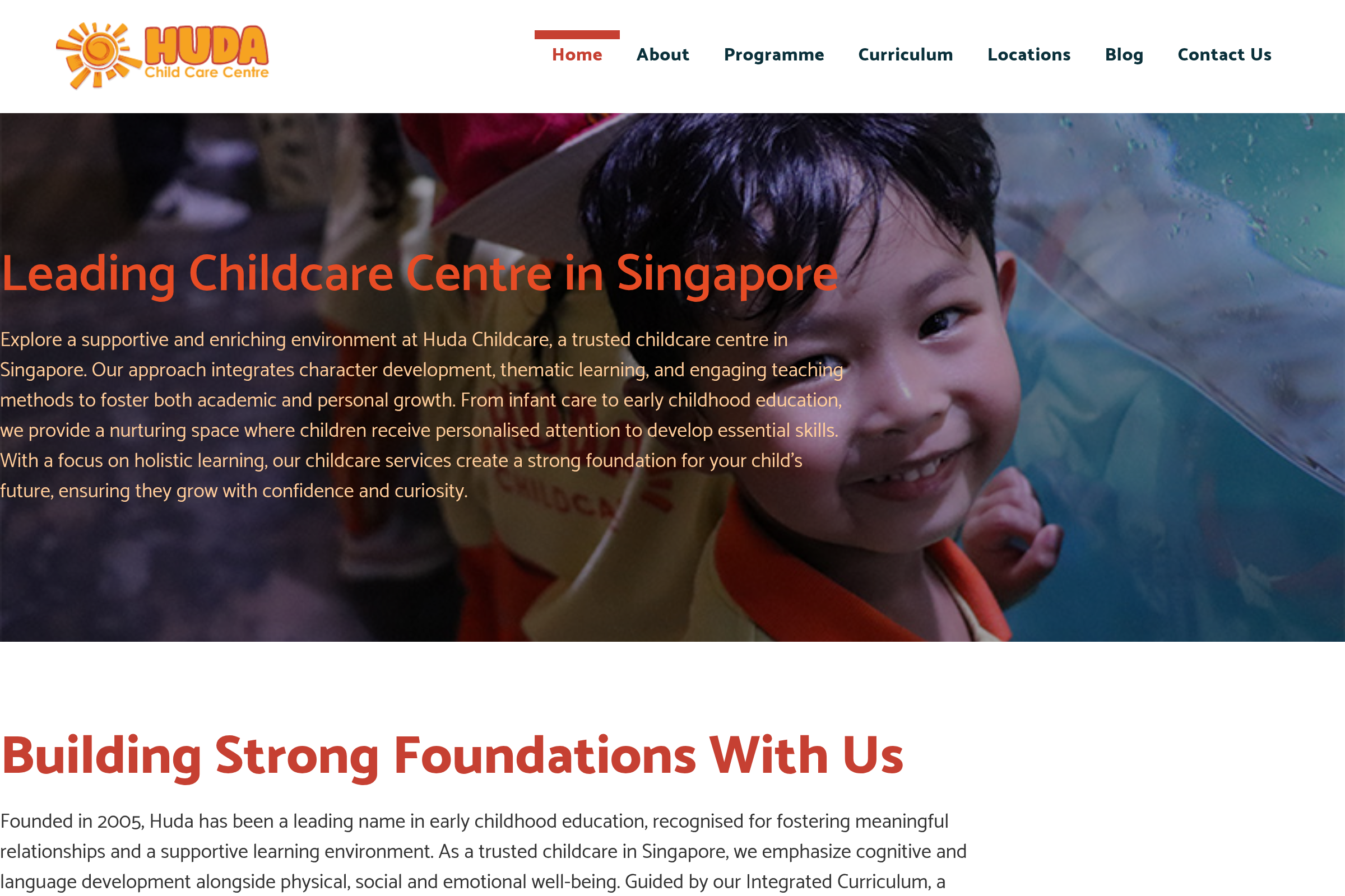 Huda Childcare website preview